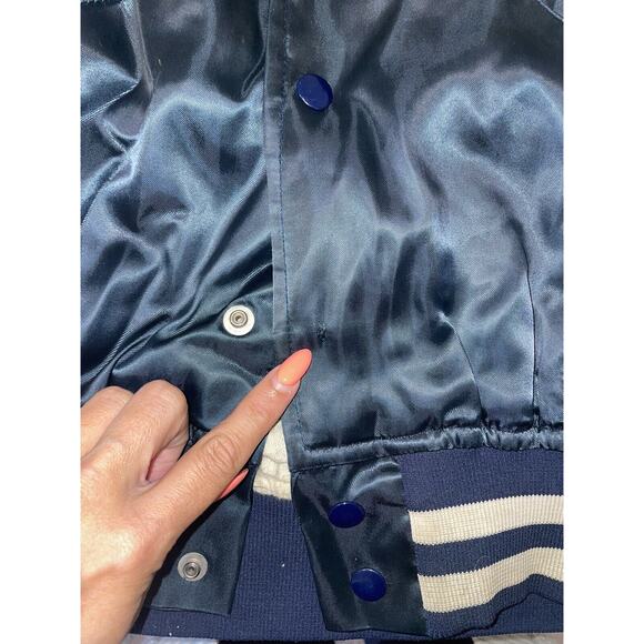 VTG 80s New York Yankees Starter Diamond Collection S Satin Bomber Jacket Flaws - Picture 2 of 10